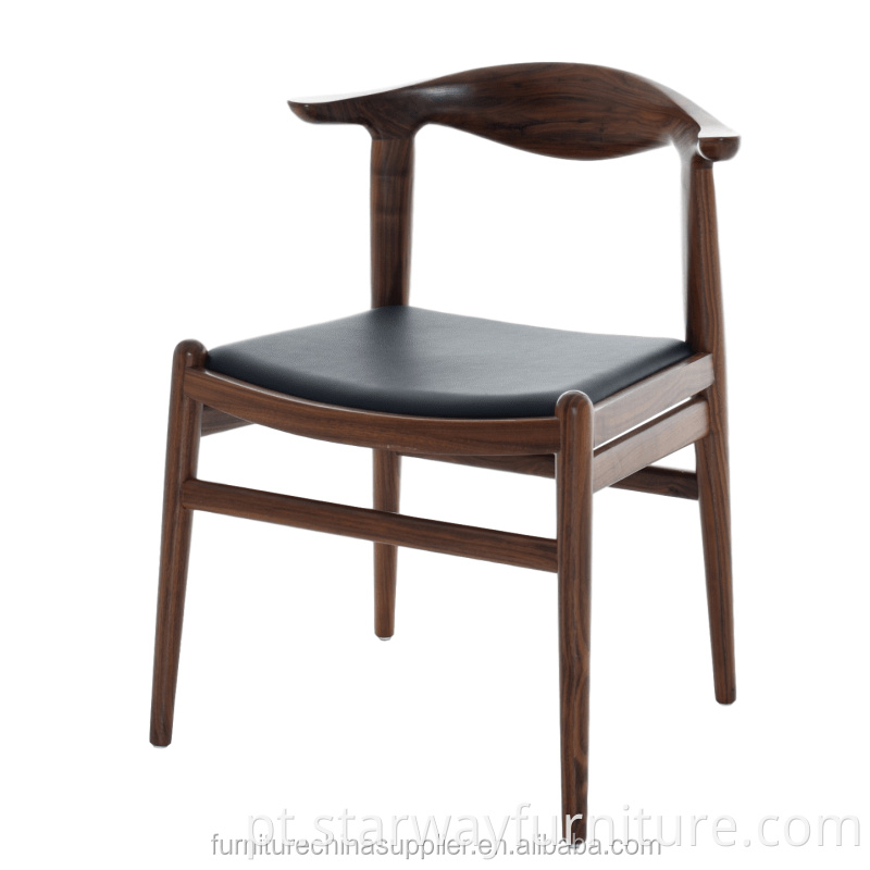 Cadeira de jantar moderna de madeira sólida Wegner The Cow Horn poltrona para hotel e restaurante pp 505